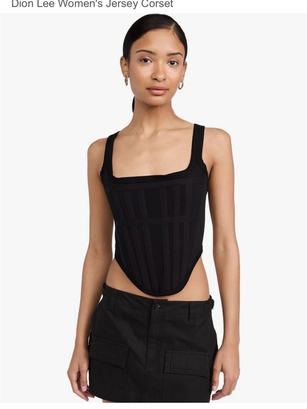 Dion Lee Black Structured Corset Bodysuit with Square Neck